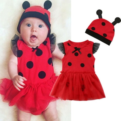 Pudcoco Ladybug Costume Baby Girls Tutu Romper Hat Halloween Fancy Dress Walmart Com Walmart Com