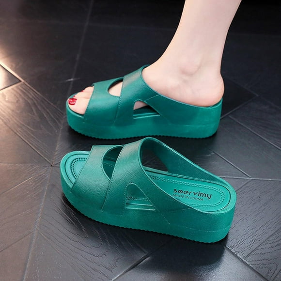 Kayannuo Summer Slippers for Women Clearance Indoor Outdoor Summer Women Thick Bottom Slope Heel Shoes Beach Sandals Roman Casual Slippers Gifts for Women