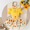 thumbnail image 4 of WRKEKC Baby Girl Romper Set Short Sleeve Flutter Sleeve Top with Floral Print Skirt Double Layer 0-18 Months, 4 of 9