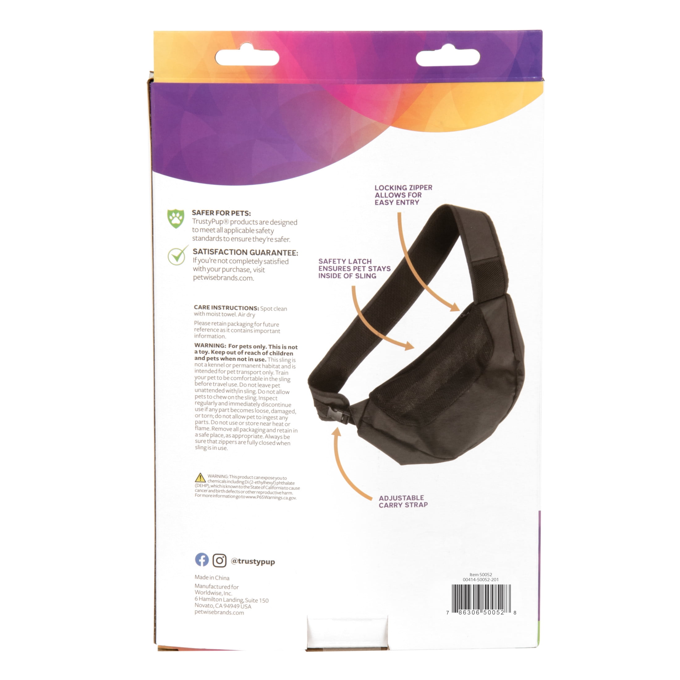 TrustyPup® Pet Sling for Cat or Dog, Black, Small,10 lb Limit