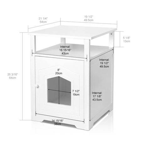 Cat Litter Box Enclosure Decorative Cat House With Table Cat Home Nightstand End Table Indoor Pet Crate White Walmart Canada