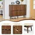 thumbnail image 5 of YOCWO Shoe Storage Cabinet with 4 Flip Drawers for Entryway, Shoe Rack Organizer with Wave Design, Walnut, 5 of 8