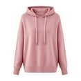 thumbnail image 4 of Women's Hoodie Warm Sweatshirt Loose Hooded Oversized Sweater Color:Pink Size:M, 4 of 4