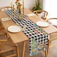 thumbnail image 3 of Table Runner 90 Inches Long for Kitchen Dining, Easter Gnomes Dresser Scarf Farmhouse, Dining Table Decorations for Wedding/Parties, Spring Watercolor Bunny Tulip Black Plaid 13 x 90 In, 3 of 8