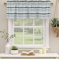 thumbnail image 2 of 2 Pack Valances for Window, Khaki Blue Striped Short Curtains for Kitchen Bedroom Living Room, Farmhouse Stripes Modern Abstract Art Rod Pocket Small Window Treatment Valance Drapes 60 x 18 Inch, 2 of 8