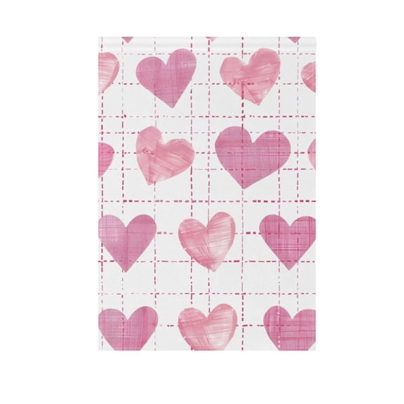 Pink Hearts Checkered Pattern Garden Flag House Banner 12" x 18" Double Sided Outdoor Yard Decoration