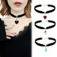 thumbnail image 2 of 10Pcs Fashion Velvet Choker Heart Crystal Pendant Necklaces Black Ribbon Clavicle Chain Necklace Simple Heart Velvet Women New Jewelry (10Pcs White), 2 of 7