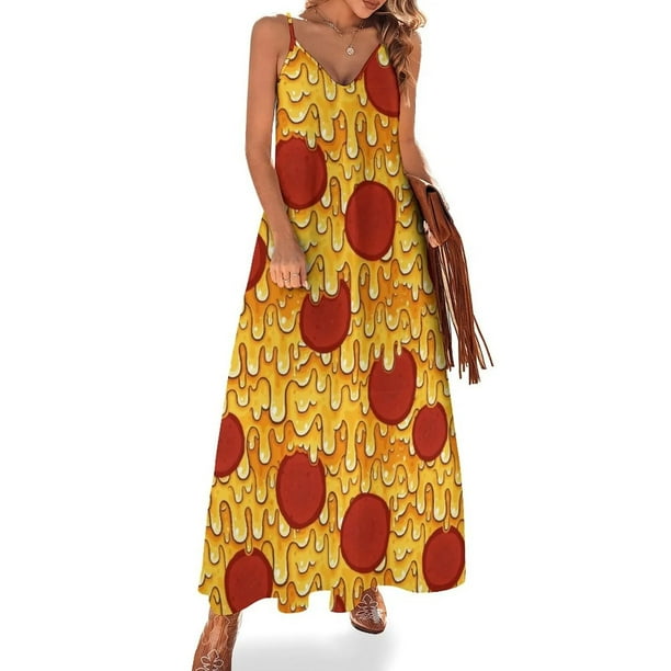 Vestido sin mangas con estampado de pizza de pepperoni Ropa de mujer Vestido para mujer