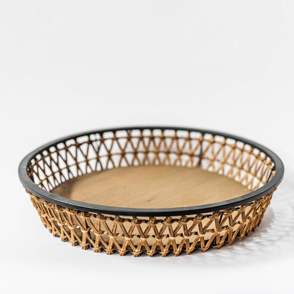 Woven Rattan With Metal Rim Tray