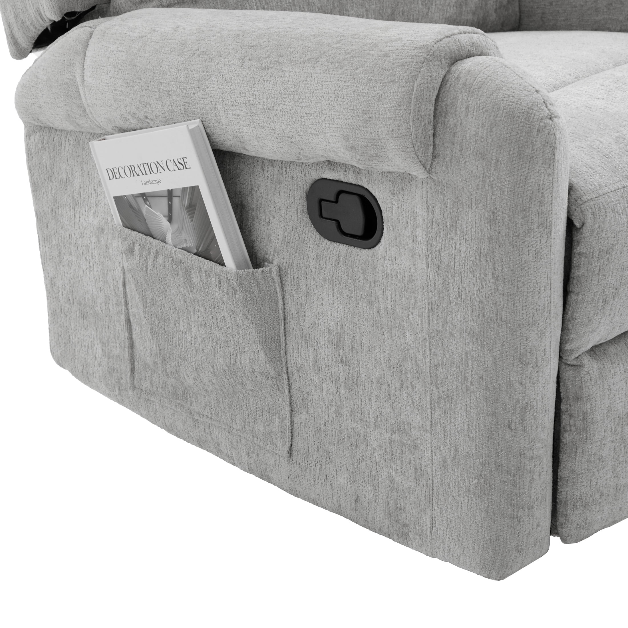 Christopher Knight Home Manual Recliner Chair with Massage, Swivel Rocker, Side Storage Pocket, Gray