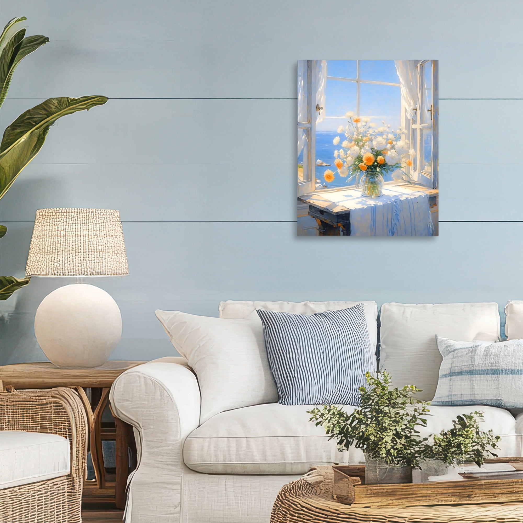 Stupell Industries Floral Window View of Sea Canvas Wall Art, design by Creative Studio