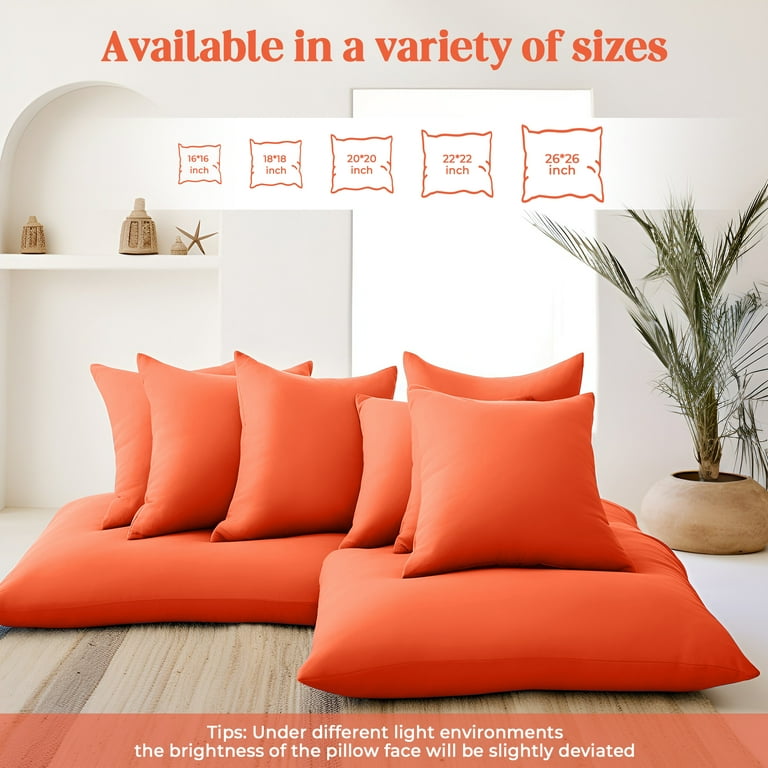 Set of 2 - Throw Pillows Square Light Orange Solid In/Outdoor - 20 Set of 2 - Throw Pillows Square Light Orange Solid In/Outdoor - 20