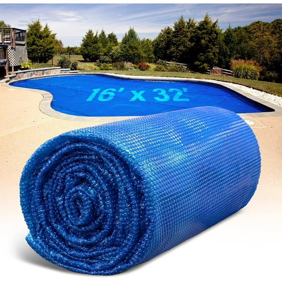 Shop Square 16' x 32' Rectangle Solar Pool Cover, 12 Mil, Blue, for Inground Pools & Above Ground Pools