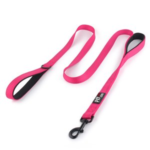Plutus Pet Double Handle Dog Leash, 6 Feet, Pink, Reflective