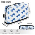 thumbnail image 3 of Standing Pencil Case with Base Large Capacity Stationery Pouch Pen Bag with Zipper for Women Men Blue Bows Pattern, 3 of 7