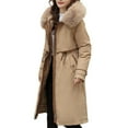 thumbnail image 2 of DPTALR George Women's Winter Fashion Slim Tooling Hooded Coat,Khaki,Size M, 2 of 5