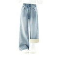 thumbnail image 2 of hengsof Girls Embroidery Denim Jeans for Kids 5-15 Years Casual Stretch Waist Loose Fit Pants with Pockets Long Trousers for Girls Spring Fall Fashion, 2 of 8