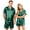 Green, variant on Couple Matching Pajamas Sets Silk Short Sleeve Button Down Sleepwear Satin Pjs Shorts Set Soft Loungewear