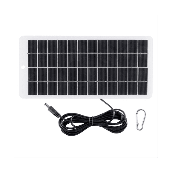 5W 12V Solar Panel Polysilicon Panels Outdoor Solar Battery Charger Portable Solar Panel with DC Port for 3.7V Battery,1 x Solar Panel,Black&White