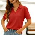 thumbnail image 4 of yillto Women's Golf Shirts Short Sleeve Collared Tennis Shirt V Neck Basic Plain Tops Business Trendy Summer Top, 4 of 5