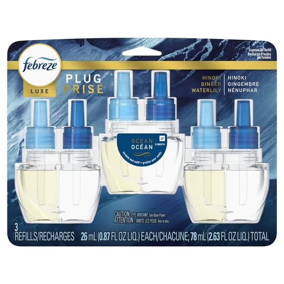 Febreze Fade Defy PLUG Air Freshener & Odor Fighter, Ocean, . Oil Refill