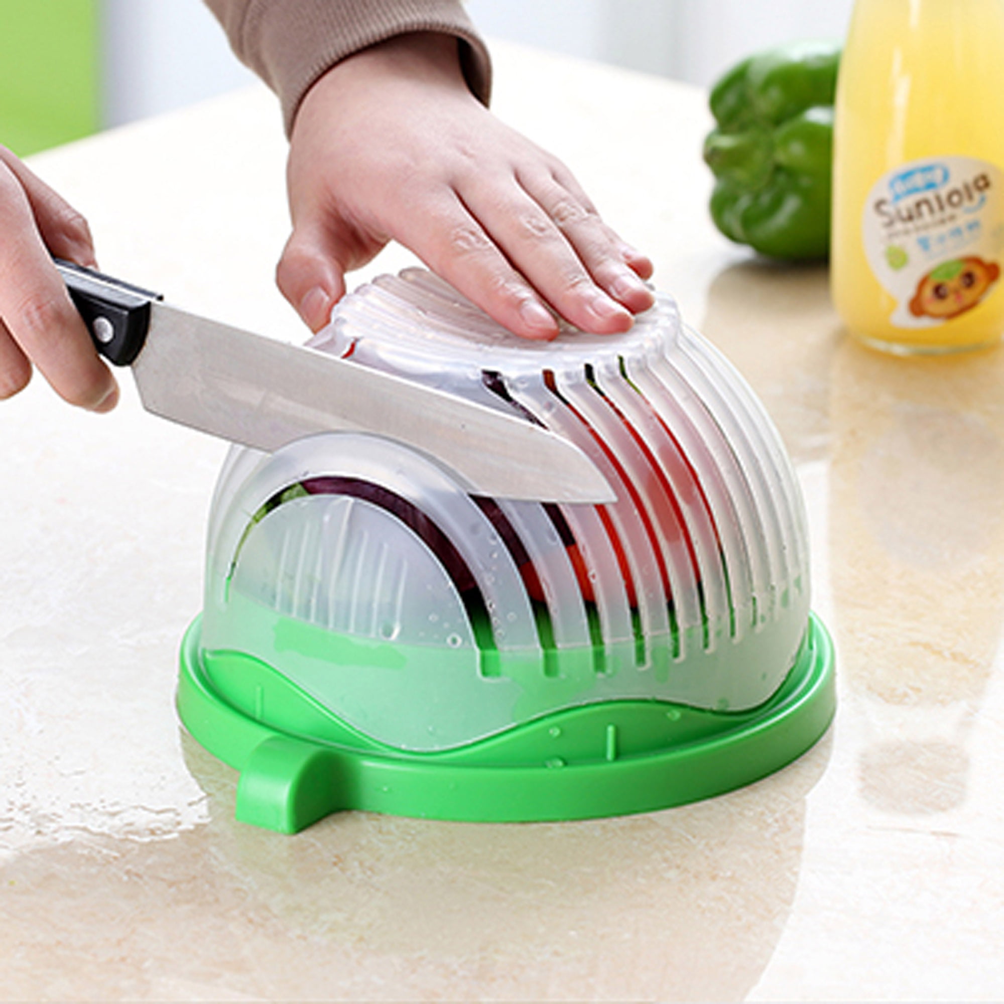 Lelinta Salad Chopper Bowl For Cutting Fruits And Slicing Vegetable Safe Plastic Cutter Bowl
