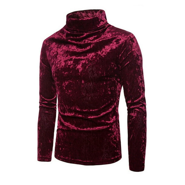 luethbiezx Mens Velvet Velour Long Sleeve T Shirts Turtleneck Slim Fit Pullover Top Walmart