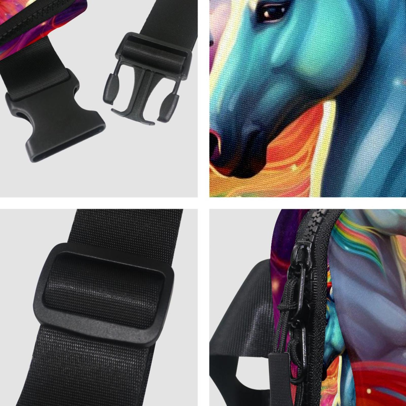 Rainbow Unicorns Lightweight Adjustable Sling Bag Running Belt Waist Pack with Extension Strap Unisex