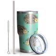thumbnail image 2 of 30oz Cute Green Hedgehog Pattern Tumblers Stainless Steel Tumbler with Lid and Straw,Vacuum Insulated Double Wall Travel Tumbler Cups Mug with Cleaning Brush for Coffee,Tea, 2 of 7