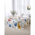 thumbnail image 5 of Spring Floral Queen Size Flat Sheet, Wrinkleproof & Fadeproof Cooling Flat Bed Sheet Only, Elegant Watercolor Botanical Flower Breathable Soft Bedding Top Sheets 90 x 102 Inches, 5 of 8