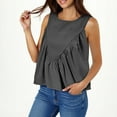 thumbnail image 5 of Luxalzxs Women Peplum Babydoll Tank Tops Summer Shirred Swing Crew Neck Sleeveless Loose Fit Vest Shirts Pleated Flowy Casual Ruffle Tops, 5 of 9