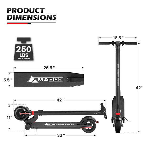 MADOG 300W Electric Scooter 8-11 Miles Long Range and 6/12/19 MPH Portable Folding Commuting Scooter for eABS Dual Braking System and App Control, - Walmart.com