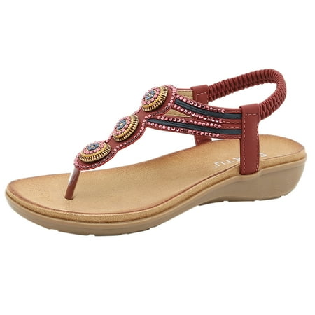 

Youmylove Sandals Women Casual Shoes Elastic Strap Roman Wedges Sandals Bohemian Comfortable Stylish Shoes Ladies Footwear