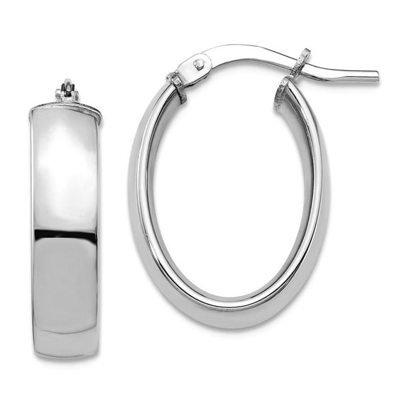 14k White Gold High Polished 5mm Oval Hoop Earrings 20.38x13.93mm Wide 5mm Thick Hoop Earring for Women