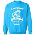 thumbnail image 2 of OXI Crewneck Sweatshirt - A Day Without Fishing, Basic Casual Sweatshirts for Men's and Women Fleece Sweatshirt Long Sleeve - Sapphire 2X-Large, 2 of 2