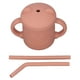 thumbnail image 1 of Vaso de silicona para bebé con dos asas y tapa con pajita, estilo dibujos animados, apto para uso alimentario, duradero, color naranja, 1 of 14