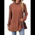 thumbnail image 2 of Camisas de Larga para Mujer, Blusas Túnica Casuales de Cuello Alto Naranja Rojo XL, 2 of 10