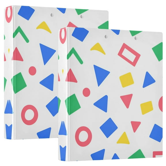 FORMRS 3 Ring Binder 1/2 inch with Pockets Set of 2 Clip Board 200 Sheets Capacity, Blue Retro Triangles