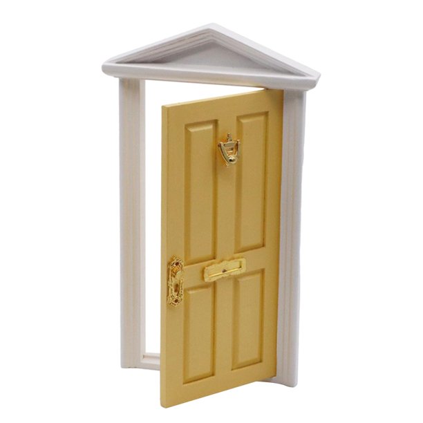 Mini Muñeca Modelo Decoración de Madera Multiusos Escala 1/12 para Casas de Muñecas Diseño de Escena de Vida Cocina Sala de Estar Accesorios Amarillo Macarena Puerta en miniatura