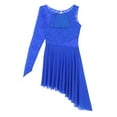 thumbnail image 4 of YONGHS Womens Lyrical Modern Contemporary Dance Dress Asymmetric Ballet Skirted Leotard Royal Blue XL, 4 of 7