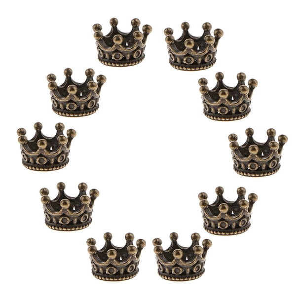 10 Piezas Mini De Encantosde Para Resultados Que - Bronce Gloria Crown Charms Beads