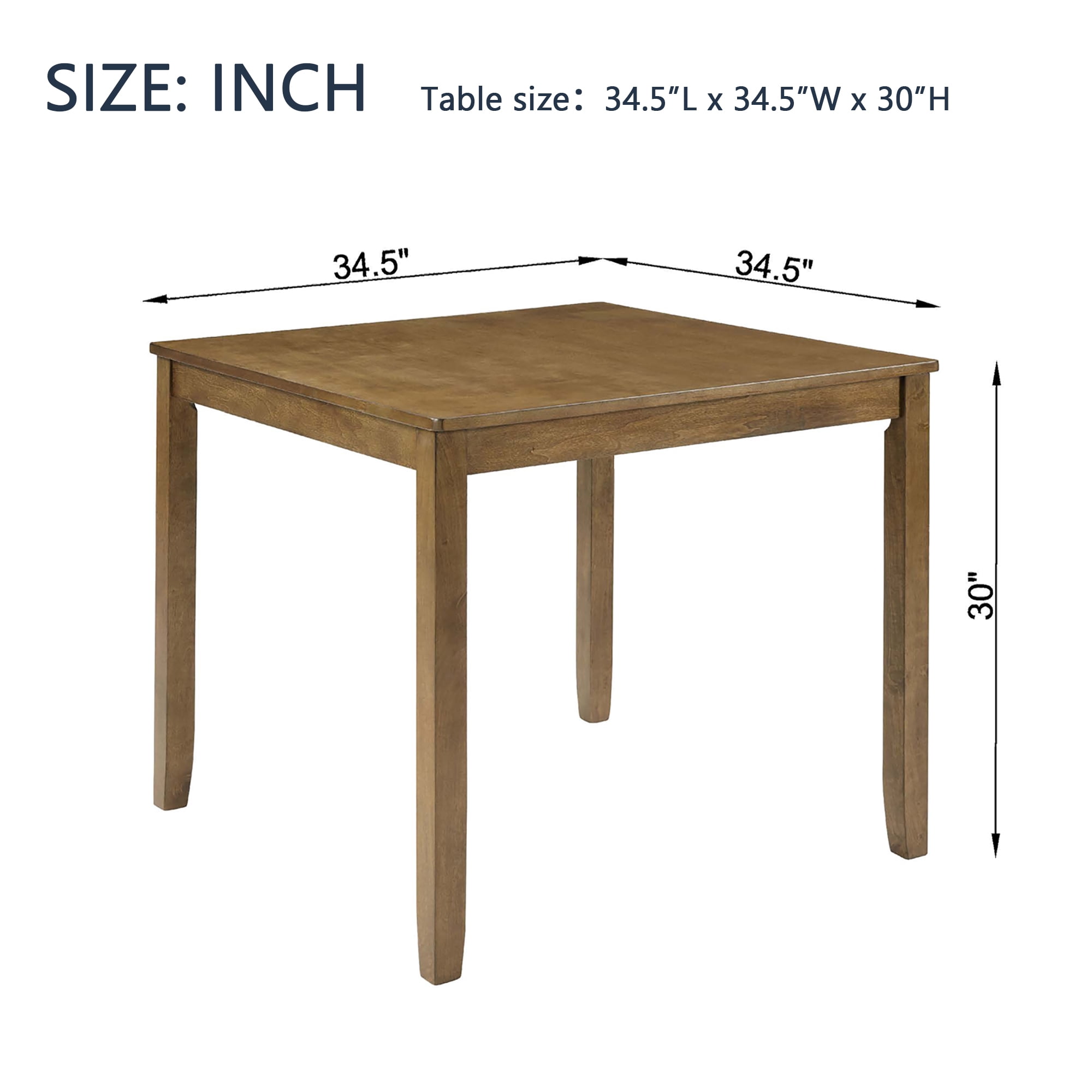 Wooden Dining Square Table, Kitchen Table for Small Space, 4 Person Dining Table, Oak ONLY THE TABLE