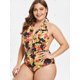 thumbnail image 3 of Traje de baño de una pieza sin espalda halter estampado talla grande Rosegal  de una pieza, 3 of 5