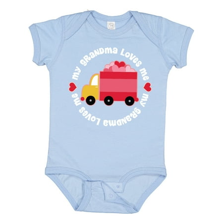 

Inktastic Grandma Loves Me Valentine Truck Kids Boys or Girls Baby Bodysuit