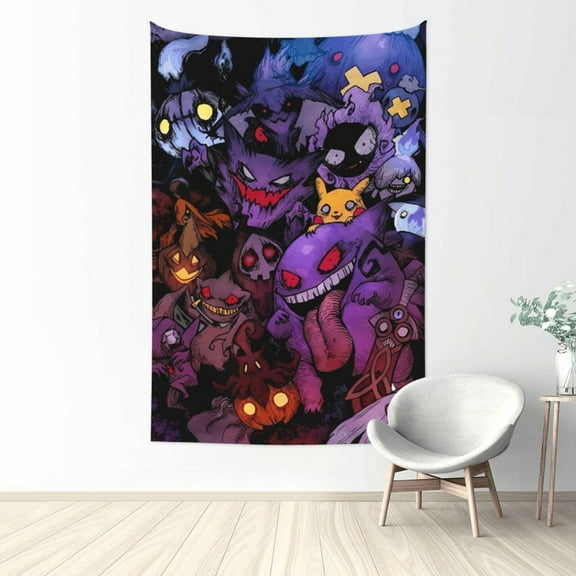 Gengar Tapestry Wall Hanging Home Decoration Wall Blanket Dormitory Living Room Bedroom Backdrop Poster( 60x40inch)
