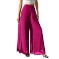 thumbnail image 2 of Women's Straight Pants Fashion Casual Pants, Chiffon Wide Leg Pants Loose Long Trousers for Women, Flowy Dress Pants, Office Casual Wear,Hot Pink,M, 2 of 6