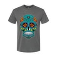 thumbnail image 2 of Wild Bobby Day Of The Dead Sugar Skull Pop Culture Men Premium Tri Blend Tee, Dark Heather, Large, 2 of 5