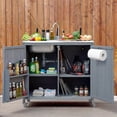 thumbnail image 3 of 39.4" Grill Cart with Sink, Outdoor Kitchen Island with 304 Stainless Steel Sink, Hose Hook Up & Faucet, Back Splash & 4 Wheels for Pizza Prep, 3 of 7