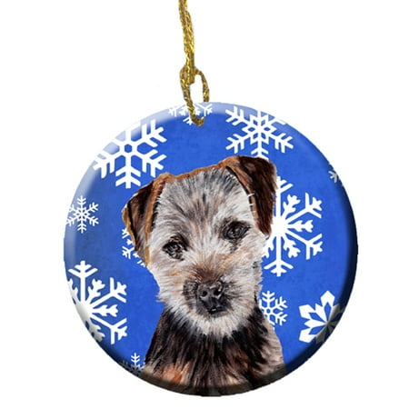 Norfolk Terrier Puppy Winter Snowflakes Ceramic Ornament SC9783CO1