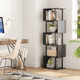 thumbnail image 5 of Satifur 5-Tier 57.09"H S-Shaped Geometric Bookcase, Industrial Freestanding Storage Shelving Unit,Black, 5 of 6